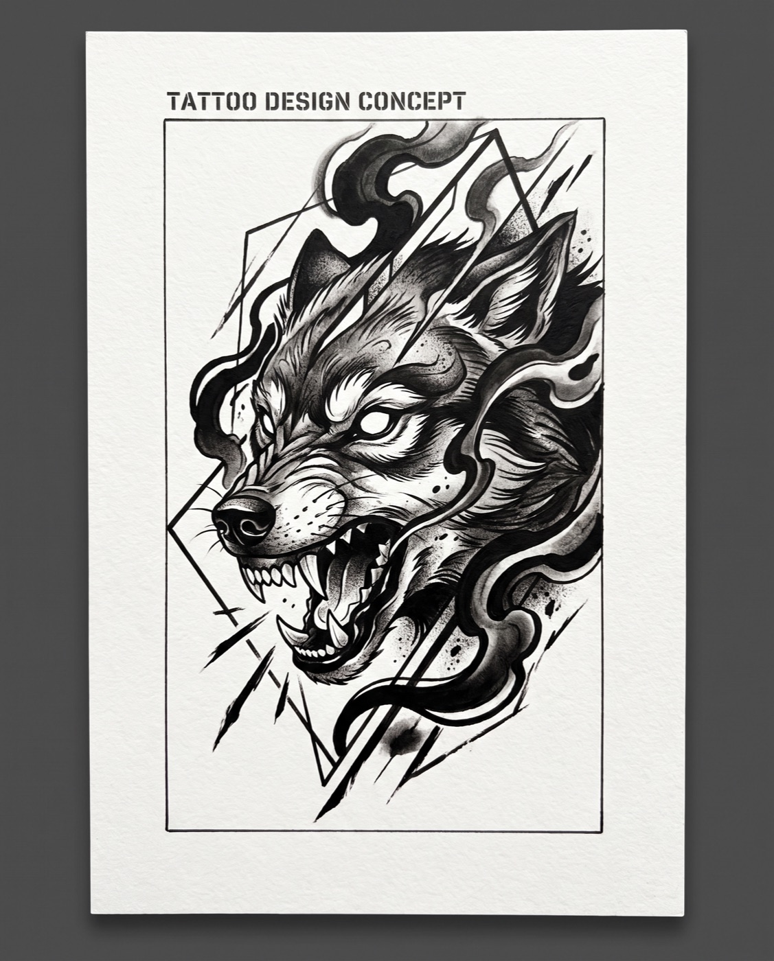 Dark illustrative wolf concept generated by InkFactory